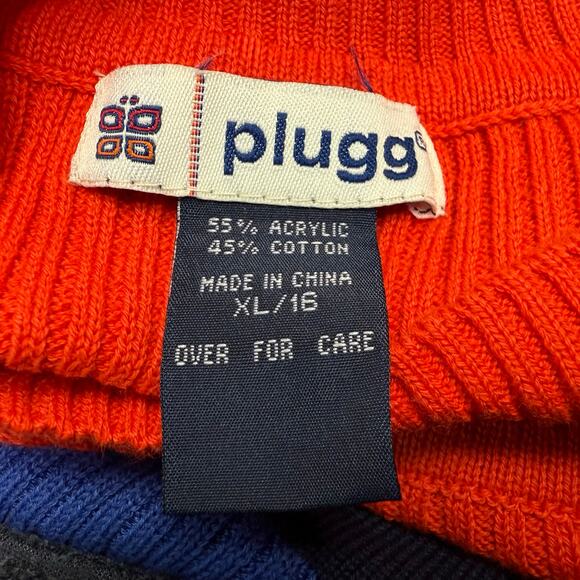 Vintage 90s Y2K Plugg Red & Blue Striped Ribbed Mock Neck Shirt - Picture 5 of 5